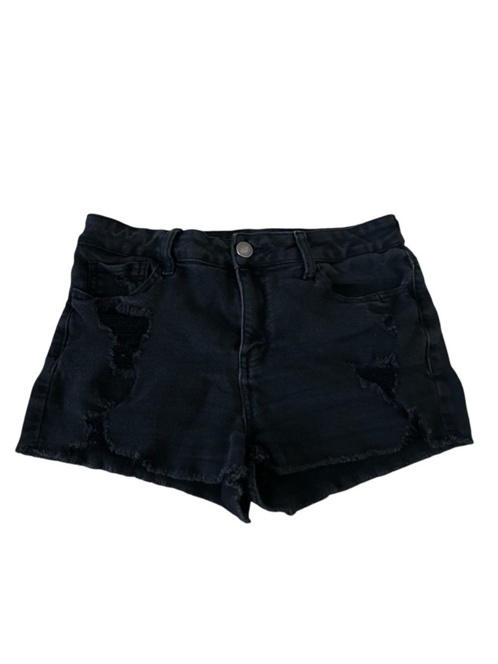 Black Ripped Denim Shorts